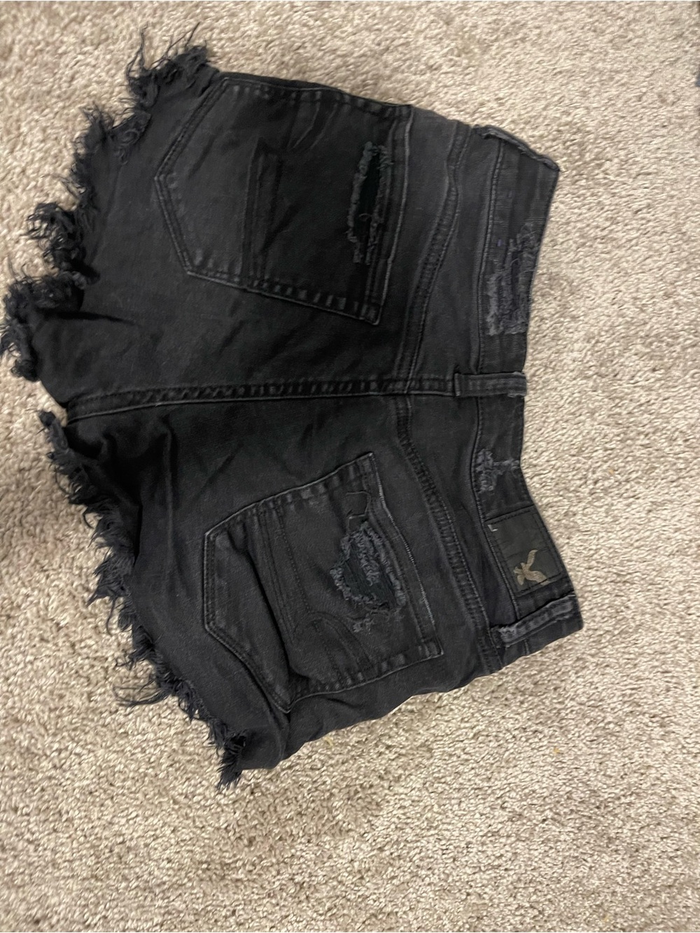 All Saints Black Distressed Denim Jean Shorts